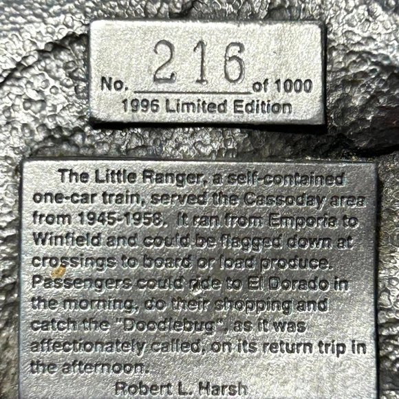 Vintage Belt Buckle 1996 Limited Edition Railroad Cassoday - Picture 6 of 8